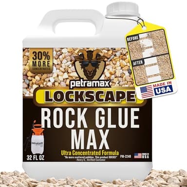 Petra Max Rock Glue for Landscaping, 32 Ounce - Ground Coverage & Pet Safe Mulch Glue for Rocks - Lockdown Gravel/Pebbles/Stones - Sticky Clear Gravel Binder & Decomposed Granite Stabilizer (50 Sq Ft)
