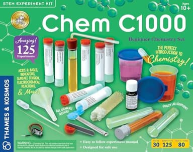 Thames & Kosmos Chem C1000 Chemistry Set | Science Kit with 125 Experiments | 80 Page Lab Manual | Student Laboratory Quality Instruments & Chemicals | Parents’ Choice Gold Award Winner