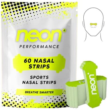 Neon Performance - Nasal Strips (60 Count) - Oil & Sweat Resistant Adhesive - Athletic Nasal Strips for Sport & Nose Strips for Snoring & Sleeping - Nose Strips for Breathing (NEON Green Color)