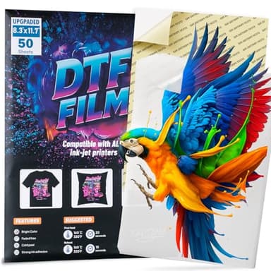 KASYU DTF Transfer Film, 50 Sheets 8.5"*11" DTF Paper for All Inkjet Printers,DTF Film for Dark Garments,Upgraded Premium Direct to Film for All Fabrics
