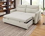 THSUPER 75-Inch Queen Size Convertible Sleeper Sofa Bed, Comfortable Pull-Out Futon Loveseat, Full Love Seat for RV Small Spaces, Hide-A-Bed Fold Out Couch - Beige