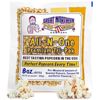 Movie Theater Style 40-Count Popcorn Packs - Pre-Measured 8-Ounce All-in-One Kernel, Salt, Oil Packets for Popping Machines by Great Northern Popcorn