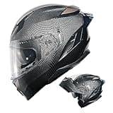 1Storm Motorcycle Modular Full Face Helmet DOT Adults Street Bike Flip up Dual Visor Sun Inner Shield Anti Fog Pinlock Ready Shield: Carbon Fiber Black