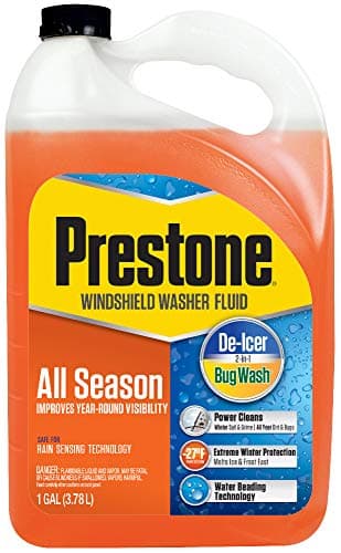 Prestone AS658 All Season 2-in-1 Windshield Washer Fluid, Year Round, De-Icer + Bugwash, 1 Gallon