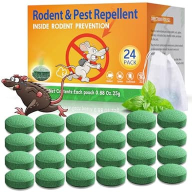 Rodent Mouse Repellent Indoor Outdoor - Peppermint Oil to Repel Mice Mole and Rats, Bug Insect Spider Repellent Pouches, Pest Control Natural Deterrent Safe for Pets & Family 24 Packs