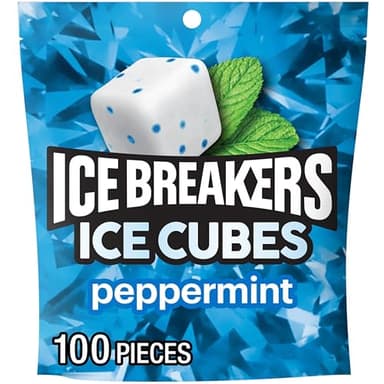 ICE BREAKERS Ice Cubes Peppermint Sugar Free Chewing Gum Pouch, 8.11 oz (100 Pieces)