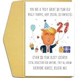 Qiliji Funny Trump 21st Birthday Card for Him Her, Hilarious Donald Trump 21st Birthday Card for Son Daughter, Humor 21 Years Old Birthday Card for Sister Brother, 21st Bday Card Gifts for Men Women