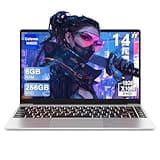 bvate 14" Laptop Win 11 256GB SSD Up to 1TB SSD Expand Celeron N4020 Up to 2.8Ghz Dual-Core Processor 6GB DDR4 1920x1080 FHD Dual WiFi BT4.2 with Webcam Keyboard Protect Flim for Business-Silver