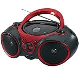 JENSEN CD-490 Portable Stereo CD Player with AM/FM Radio and Aux Line-in, Red and Black