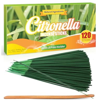 SCENTORINI Citronella Incense Sticks, 120 PCS Lemongrass Incense Sticks for Summer Home, Outdoor, Garden, Patio Camping, Pool Side, Porches, Courtyards, Farms, Garden Planting Area