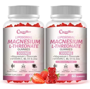 3000mg Liposomal Magnesium Threonate Gummies, Magnesium Glycinate Supplements, Liposomal Enhance 98% Absorption, Intestinal Tolerance, Muscle & Nervous System Support for Adults