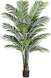 VIAGDO Artificial Fake Palm Tree 6ft Tall with 16 Detachable Trunks Faux Tropical Palm Silk Plant Feaux Dypsis Lutescens Plants in Pot for Home Office Living Room Floor Decor Indoor