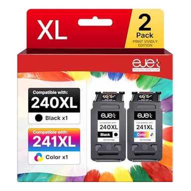 PG-240XL/CL-241XL Ink Cartridge Replacement for Canon 240XL 241XL Combo Pack for Canon 240 241 High Capacity for Printer Pixma MG3620 TS5120 MG2120 MG3520 MX452 MX512 MX532 MX472 (2 Pack)