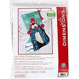 Dimensions Fuzzy Penguin, 16" Long 71-09160 Needlepoint DIY Christmas Stocking, 12 Mesh Canvas