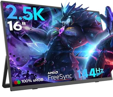 KEEPTIME 16'' 2.5K 144Hz Portable Gaming Monitor for Laptop, 2560P×1440P IPS Screen with HDR, 1000:1 FreeSync, Ultra Slim & Eye Care,Travel Monitor External Screen for Laptop, PC, PS5, Mac, Xbox