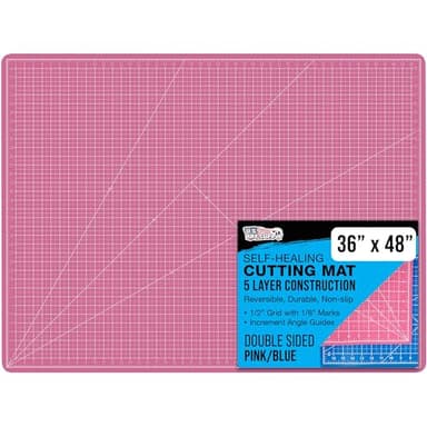 U.S. Art Supply 36" x 48" Self-Healing Cutting Mat 5-Ply - Double-Sided Pink/Blue Craft Mat, Non-Slip Cutting Mats for Crafts, Sewing, Quilting, Scrapbooking