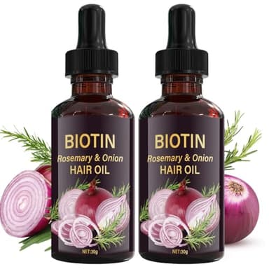 2PC Onion Biotin & Rosemary Hair Oil for Hair Growth, Hydrating Anti-Frizz Onion Hair Oil for Dry Hair, Hair Care Essential Oil Deep Moisturizing Non-greasy for All Hair Type (2 * 30ml)