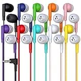 10 Pack Bulk Headphones, Wired Earbuds for Kids, Teens, Adults, Affordable In-Ear with 3.5mm Plug, Perfect for Schools, Classrooms, Libraries, Museums, Multipack for Wholesale, Multi Color