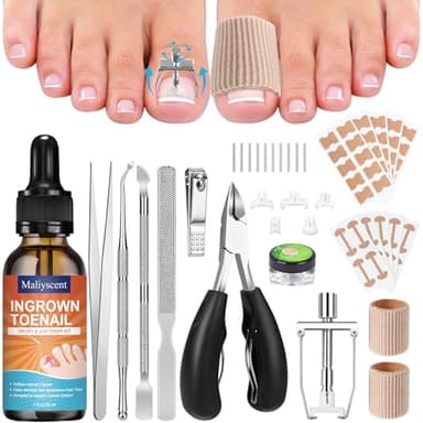 Ingrown Toenail Removal Kit, Professional Ingrown Toenail Tool Kit Includes Ingrown Toenail Corrector Drops, Corrector Patch, Toenail Clipper, Nail File Lifter Pedicure Tools