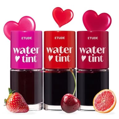 ETUDE Dear Darling Water Tint 3 SET (Strawberry Ade, Cherry Ade, Red Grapefruit Ade, 9g*3) | Vivid Color Lip Stain with Moisturizing Weightless & Non-sticky Finish | Korean Makeup, Perfect for Gift