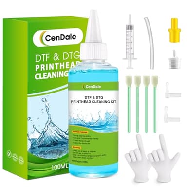 CenDale Premium DTF Printhead Cleaning Solution - Universal Printhead Cleaner Kit for Any DTF & DTG Printers, Print Head Cleaning Kit for Epson ET8550 L1800 XP15000 R1390 XP600 Ink Printer (100ML)