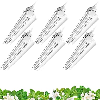 Barrina Grow Lights, 2FT 5000K White Full Spectrum Plant Growing Lamps, 144W(6 x 24W, 800W Equivalent), T8 LED Grow Light Bulbs, Plant Lights for Indoor Plants, Greenhouse, Linkable Design, 6-Pack
