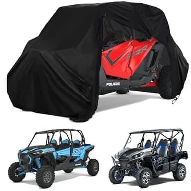YONQIFON UTV Cover 4 Seater Heavy Duty Zipped 420D Waterproof for Kawasaki Teryx 4 Krx 4 Mule,Polaris Ranger Crew 570 1000 RZR General 4,Uforce 1000 XL,Can am Max,Honda Pioneer 700,1000-5/6