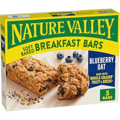 Nature Valley Soft Baked Breakfast Bars, Blueberry Oat, Morning Snacks, 5 Bars, 8.85 oz