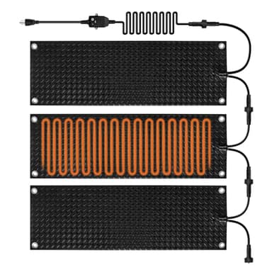 SECIVLOT 3PCS Heated Snow Melting Mats 10 x 30,Upgraded Anti-Slip Electric Snow Walkway Outdoor Mats,Winter Ice Heat Rubber Mat for Stairs Steps Floor