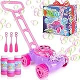 ArtCreativity Bubble Lawn Mower for Toddlers 1-3, Kids Bubble Blower Machine for 1-Year-Old Girl Gifts, Push Gardening Toys for Kids Age 1 2 3+ Easter Basket Stuffer Birthday Gifts for Preschool Girls