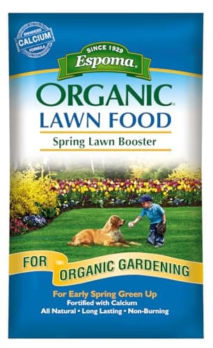 Espoma Organic Spring Lawn Booster 8-0-0 Natural & Organic Lawn Fertilizer. Long Lasting Slow-Release Nitrogen Enhanced with Calcium. 30 lb. Bag Covers up to 5,000 Sq. Ft.