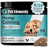 Pet Honesty Natural Hemp Calming Chews for Dogs Maximum Strength - Hemp & Melatonin Dog Anxiety Relief - Calming Aid Supplement with Valerian Root - Stress, Separation & Thunder Support - (Duck 90 Ct)