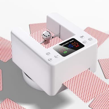 Seektain Automatic Card Dealer Machine for Poker: Rechargeable Auto Card Distributor for 1/2 Decks - 180°360° Rotation Quiet Card Dealing Dispenser for Texas Holdem Blackjack Bridge Card Game - White