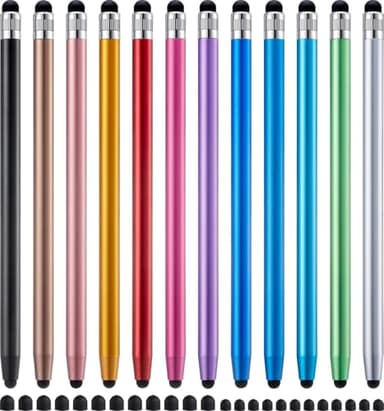 LINFANC 12Pcs Stylus Pen for Touchscreen, 2-in-1 High Precision & Sensitivity Stylus Pen for iPad/iPhone/Android Smartphones and Tablets Compatible with All Touch Screens