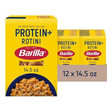 Barilla Protein+ (Plus) Rotini Pasta, 14.5 Ounce (Pack of 12) - plant based - Made from Lentils, Chickpeas & Peas - Non-GMO, Kosher Certified