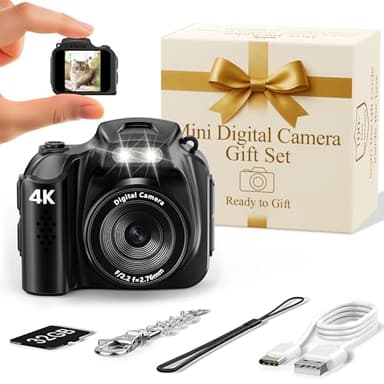 FLATIC Mini Keychain Camera –4K Mini Camera with 32GB Card & Elegant Gift Box, Mini Retro Camera for Kids & Adults, Collectible Vintage Camera Gift for Travel Camp Snap