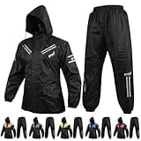 BYKR Waterproof Outdoors Motorcycle Rain Suits for Men & Women Cycling 2-Piece Breathable & Windproof Wet Weather Protection Motocross Rain Gear Reflective Rainwear All Sports Riding Rainsuit Black L