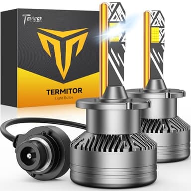 Termitor D2S Bulbs, 55,000LM 1000% Brighter 6500K Cool White, 1:1 Mini Size HID Fog Lights Replacement, Plug and Play, CAN-Bus Ready, IP68 Waterproof Exterior Light Bulbs, Pack of 2