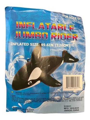 Inflatable Shark Pool Float- Jumbo Rider- Ride-On Pool Toy- Inflated Size 49.6 in- Ages 4+- Outdoor Swim Raft Toy- Summer Beach Floatie for Kids and Adults, White