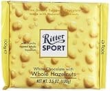 Ritter Sport White Chocolate with Whole Hazelnuts, 3.5 Ounce (Pack of 10)