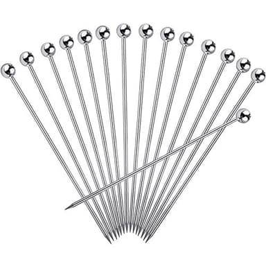 FATLODA 15PCS Cocktail Picks, Stainless Steel Cocktail Toothpicks 4.3 in