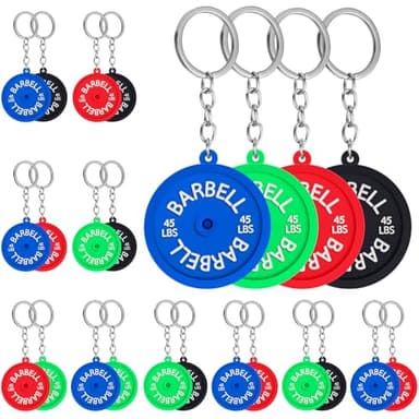 Tondiamo 24 Pcs 12/24 Pcs Barbell Dumbbell Keychain Workout Fitness Gifts for Gym Lover Charm Gift for Women Men Bag Accessories (Barbell)