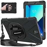 BRAECNstock for Samsung Galaxy Tab S3 Case 9.7 inch 2017 (SM-T820/T825/T827) Rugged Shockproof Protective Cover with Rotating Stand+Hand Strap Shoulder Strap Samsung SM-T820 Tablet Kids Case - Black
