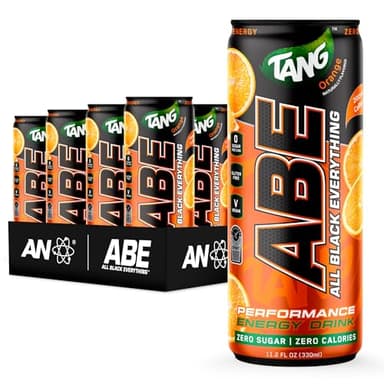 All Black Everything Performance Energy Drink | Zero Calories, Sugar Free | 200mg Caffeine | Beta Alanine & Citrulline | Pre-Workout Sport Drink for Men & Women | Tang Orange | 12 Pack