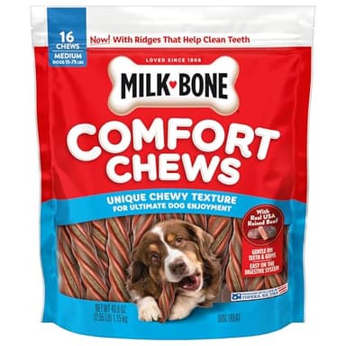 Milk-Bone Comfort Chews, Dog Chews with Unique Chewy Texture and Real Beef, 40.8 Oz. Bag (16 Chews)