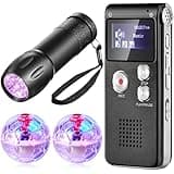 Dunzy 4 Pcs Ghost Hunting Equipment Kit Includes 1 Pocket Digital Voice Recorder 2 LED Light Up Pet Cat Ball 1 Black UV Flashlight, 8 GB (Stylish)(Practical)