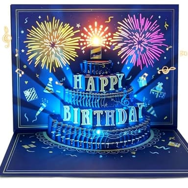 MZD8391 3D Pop Up Birthday Cards, Musical LED Lights Birthday Cards, Greeting Cards, Birthday Gifts for Mom Women Men Kids Child Dad Father Wife