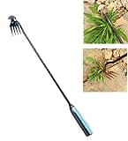 2023 New Weeding Artifact Uprooting Weeding Tool, Premium Manganese Steel Forged Weed Puller 4 Teeth Dual Purpose Weeder, Hand Weeder Tool for Gardening with Long Handle (11.4 Inch Iron Handle)