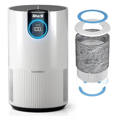 Shark HP102 Air Purifier with Nanoseal HEPA, Cleansense IQ, Odor Lock, Cleans up to 500 Sq. Ft, White (Renewed)