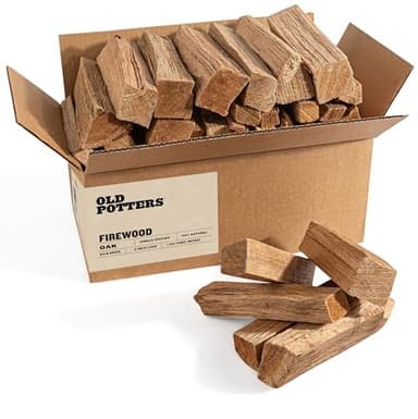 Old Potters Kiln Dried Firewood - Oak, 1100 Cu. in, 16-18 Logs ~ 8" x 2.5" Logs. Cooking Wood for Grilling, Smoking, and Firepits, Oak.